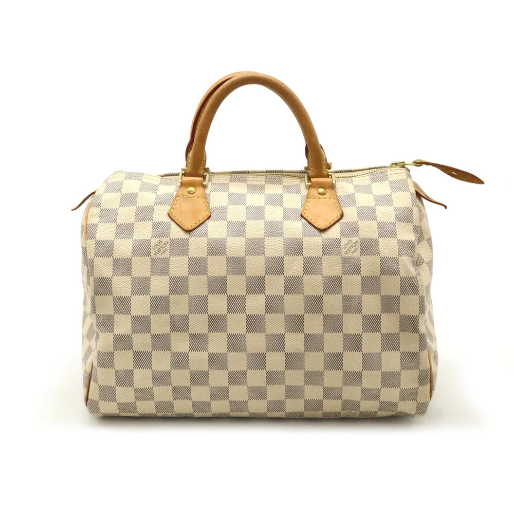 LOUIS VUITTON Damier Azur White Speedy Handbag Boston Bag